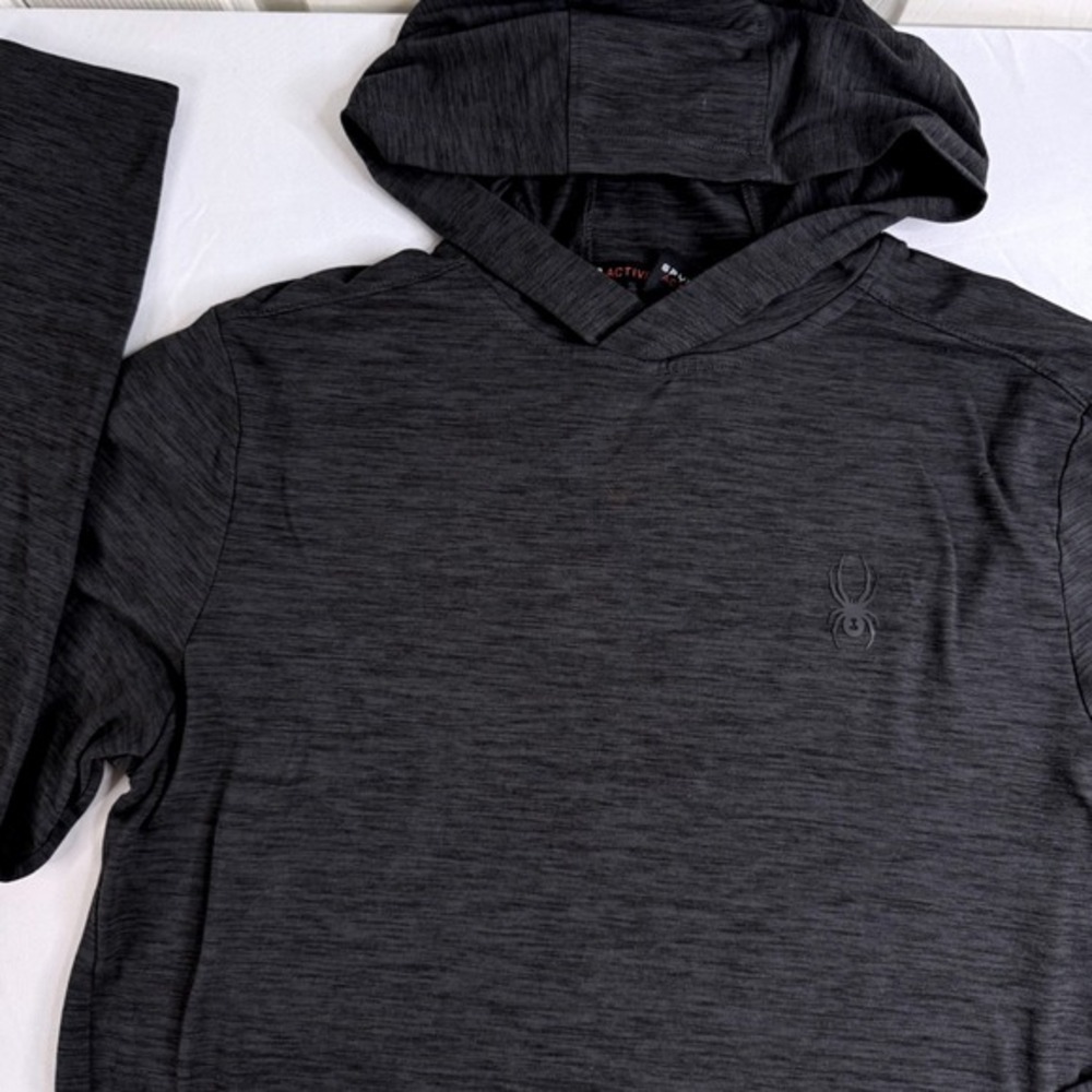 Spyder Active Mens ProWeb Hoodie Charcoal Grey Heather Pullover SPM835U Medium